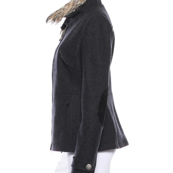 $850 Wool Fox Leather PRADA SPORT Grey Coat US8, IT44 - Picture 3 of 6